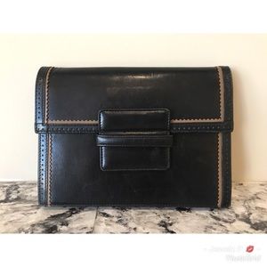 J.Crew Black Leather Envelope Clutch w/ Strap | Timeless Convertible Chic
